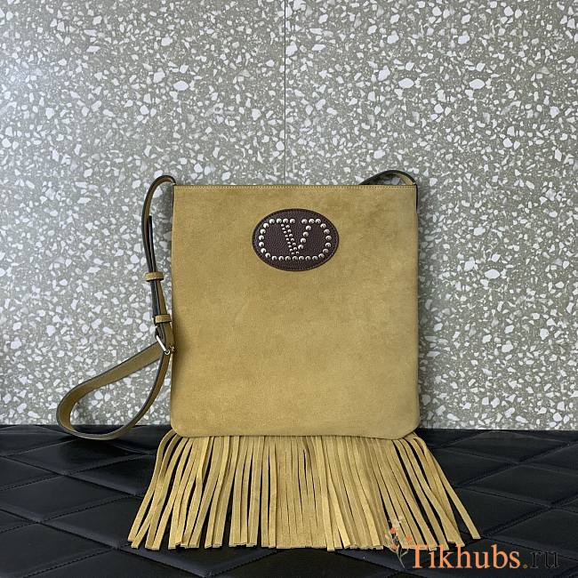 Valentino Garavani Nellcote Fringe Suede Beige 30x31x3cm - 1