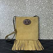 Valentino Garavani Nellcote Fringe Suede Beige 30x31x3cm - 1
