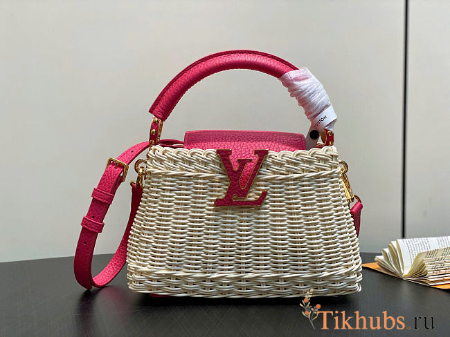 Louis Vuitton LV Mini Capucines Raffia Pink 21x8x14cm - 1