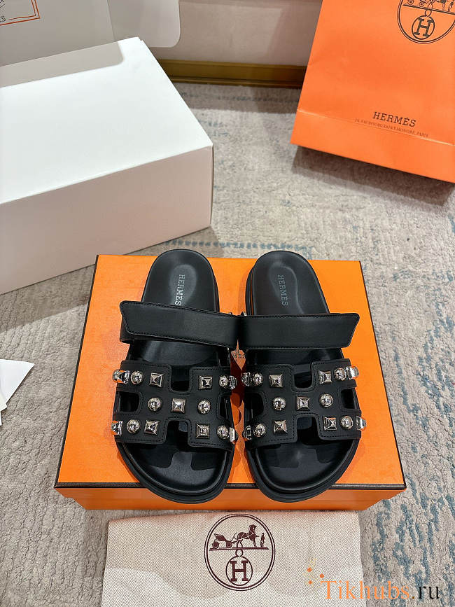 Hermes Chypre Black Sandal  - 1
