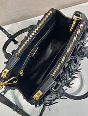 Prada Galleria Small Leather Bag Fringes Black 24.5x18.5x11cm - 6