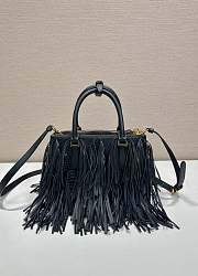Prada Galleria Small Leather Bag Fringes Black 24.5x18.5x11cm - 4
