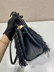 Prada Galleria Small Leather Bag Fringes Black 24.5x18.5x11cm - 2