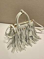 Prada Galleria Small Leather Bag Fringes White 24.5x18.5x11cm - 5
