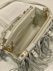 Prada Galleria Small Leather Bag Fringes White 24.5x18.5x11cm - 4