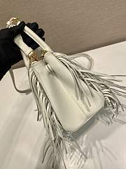 Prada Galleria Small Leather Bag Fringes White 24.5x18.5x11cm - 3