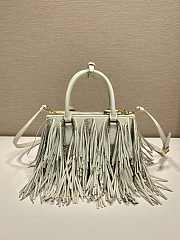 Prada Galleria Small Leather Bag Fringes White 24.5x18.5x11cm - 2