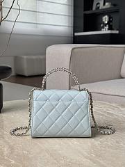 Chanel Top Handle Blue Caviar 14.5x11.5x5.5cm - 4