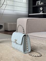 Chanel Top Handle Blue Caviar 14.5x11.5x5.5cm - 3