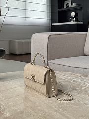 Chanel Flap Chain Bag Beige Caviar Gold With Handle 18x10x4.5cm - 2