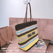 Miu Miu Woven Tote Bag Brown Yellow 40x34x16cm - 4