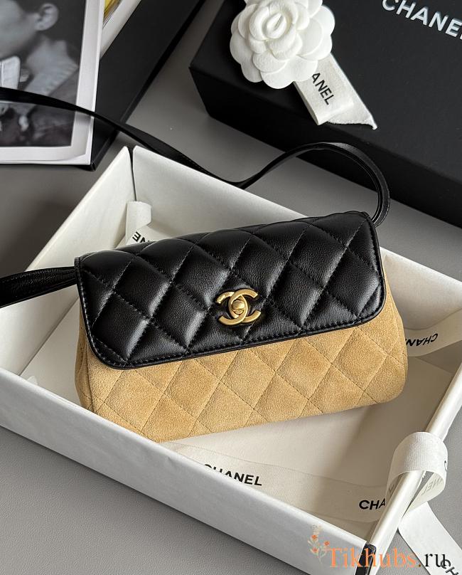 Chanel Quilted Flap Bag Suede Black 19.5x11.5x5cm - 1