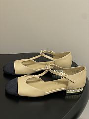 Chanel T-Strap Beige Flats - 2