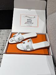 Hermes Oran Epsom White Slides - 3