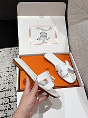 Hermes Oran Epsom White Slides - 2
