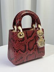 Dior Mini Lady Bag Red Python Leather 17cm - 4