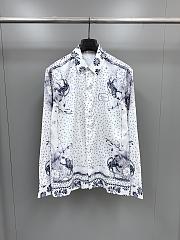 Dior Hylton Nel Shirt White Navy Blue Silk Twill - 1