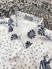 Dior Hylton Nel Shirt White Navy Blue Silk Twill - 4