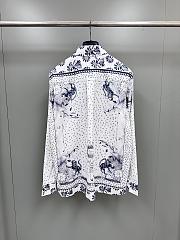 Dior Hylton Nel Shirt White Navy Blue Silk Twill - 3