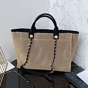 Chanel Deauville Tote Bag Beige Black 38cm - 2