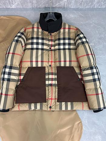 Burberry Bbr Brown Tartan Collar Cotton Jacket Coat