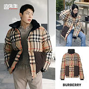 Burberry Bbr Brown Tartan Collar Cotton Jacket Coat - 5