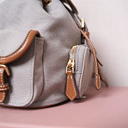 Miu Miu Canvas Leather Backpack Grey 22x18x15cm - 2