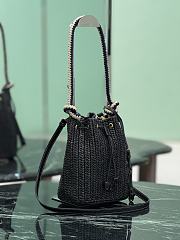Prada Crochet Mini Bucket Bag Black 19.5x15.5x10cm - 5