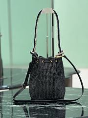 Prada Crochet Mini Bucket Bag Black 19.5x15.5x10cm - 3