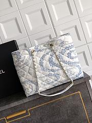 Chanel Shopping Bag Denim Light Blue White 37x28.5x13cm - 2