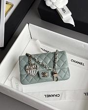 Chanel Flap Bag Mini with Hook Lambskin Gold Light Green 12.5x8x5cm - 1
