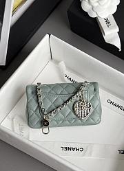 Chanel Flap Bag Mini with Hook Lambskin Gold Light Green 12.5x8x5cm - 5