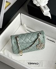 Chanel Flap Bag Mini with Hook Lambskin Gold Light Green 12.5x8x5cm - 4