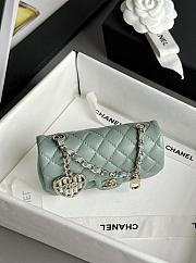 Chanel Flap Bag Mini with Hook Lambskin Gold Light Green 12.5x8x5cm - 3