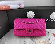 Chanel Flap Bag Fuchsia Pink Lambskin Silver 25cm - 6