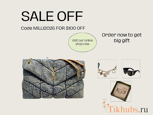 YSL Puffer Medium Denim Blue Bag 35x23x13.5cm - 1