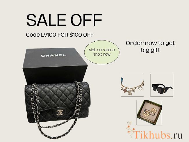 Chanel Flap Bag Caviar in Black 25cm with Sliver Hardware - 1