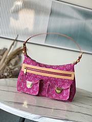 Louis Vuitton LV Monogram Denim Buggy PM Bag Pink 30x22x13cm - 1