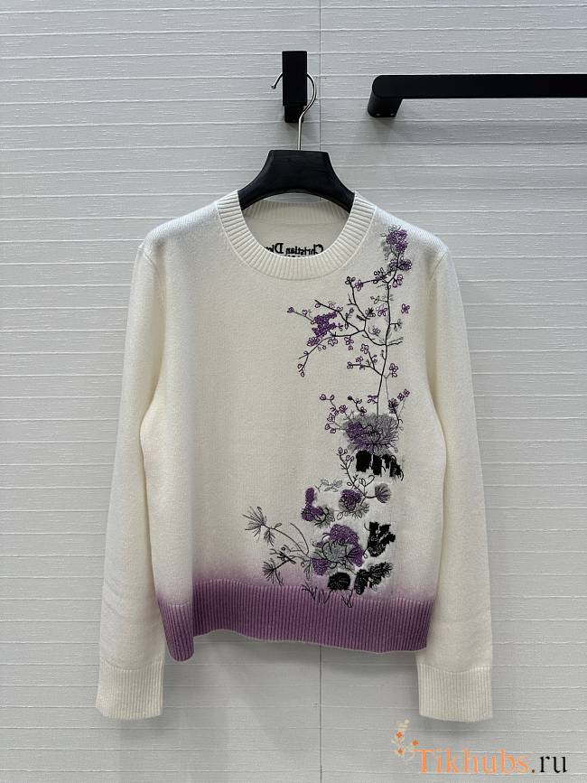 Dior Embroidered Sweater White - 1