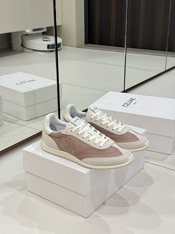 Celine Racer Low Top Nylon Suede Rose Sneaker 