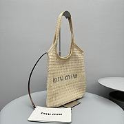 Miu Miu Ivy Raffia-effect Linen Bag 40x35cm - 4
