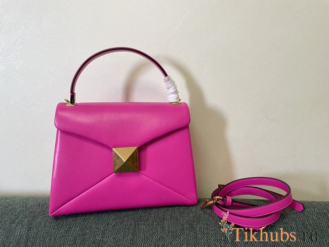 Valentino Garavani One Stud Flap Leather Pink Handbag 24x18x10cm - 1