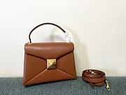 Valentino Garavani One Stud Flap Leather Brown Handbag 24x18x10cm - 1
