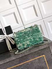 Chanel Classic Flap Bag Sequins Green 20cm - 2