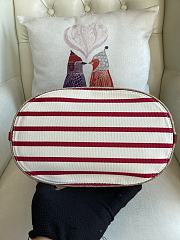 Prada Mariner Fabric Small Bucket Bag White Red 28x23.5x16.5cm - 5