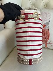 Prada Mariner Fabric Small Bucket Bag White Red 28x23.5x16.5cm - 4