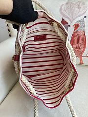Prada Mariner Fabric Small Bucket Bag White Red 28x23.5x16.5cm - 3