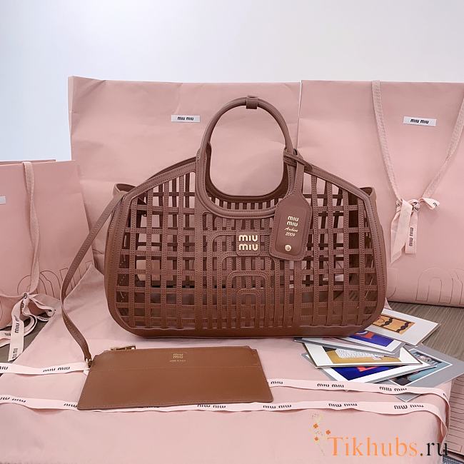 Miu Miu Leather Basket Cognac 40x21x15.5cm - 1