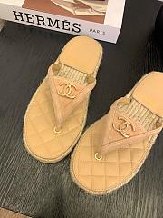 Chanel Raffia Beige Slides - 4