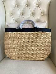 Prada Medium Crochet Leather Tote Bag Tan/Black 32x29x16cm - 4